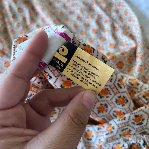 Vintage Daffy California Orange Floral Criss Cross Flutter Summer Midi Dress - Picture 3 of 9